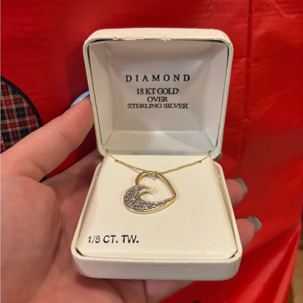 Diamond Heart Pendant Necklace in Gold and Silver